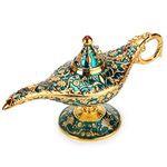 TASLAR Vintage Magical Legend Aladdin's Genie Lamp for Home/Wedding, Collectible Fancy Rare Classic Arabian Costume Props Lamp Pot, Office Table Decoration & Gift for Party / Birthday (Green)