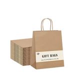 Switory 50pc Small Party Bags with Handles, Brown Gift Bags and Paper Bags for Present to Party Favor, Christian, Thanksgiving, Christmas, Birthday, Wedding, 5.25x3.75x8 Inch