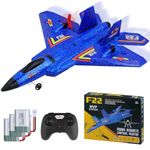 yusvwkj RC Airplane, F22 RC Plane with 3 Batteries Ready to Fly, 2.4GHz Remote Control Airplane with Colored LED Lights, Airplane Toy Remote Controlled Fighter RC Glider for Kids Beginners Adults