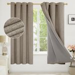 Deconovo Total Blackout Curtains with Coating Back Layer, Thermal Curtains Faux Linen Curtains, Thick Full Light Blocking Eyelet Curtains for Bedroom, 46 x 72 Inch(Width x Length), Linen, One Pair