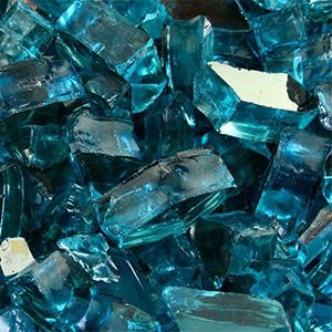 Tahitian Blue Azuria - Fire Glass for Indoor and Outdoor Fire Pits or Fireplaces | 10 Pounds | 1/2 Inch, Reflective