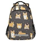 Corgi Cute Dogs School Backpack for Boys Girls All Over Printed Backpack Lightweight Travel Bag College Casual Daypack with Reflective Strip 11.66.916.7inch