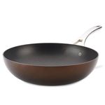 Anolon Nouvelle Copper Hard Anodized Nonstick Wok/Stir Fry Pan/Wok Pan - 12 Inch, Sable Brown