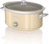 Swan SF17031CN Retro Slow Cooker with 3 Temperature Settings, Keep Warm Function, 6.5L, 320W, Retro Cream