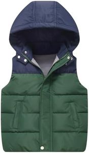 Wyeysyt Boys Puffer Vest Hooded Quilted Outwear Sleeveless Fleece Lined Jacket Winter Warm Waistcoat Outwear(Green-9Y)