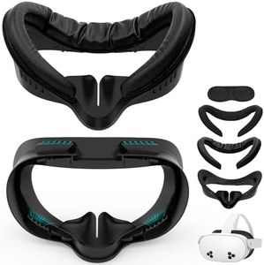 Face Pad Cover & Facial Interface for Meta Quest 3S Accessories, Soft PU Leather Foam and Ice Silk Cotton Replacement Face Interface Cushion, Sweat-Proof and Air-Circulation Design, Not Fit Quest 3