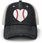 Cocomo Soul Womens Baseball Heart Hat Baseball Love Hat Baseball Mom Hat Cap 200 Dark Grey