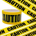 Feuerlos CAUTION Tape, Self Adhesive Yellow Safety Warning Tape with Residue-Free, 25M Barricade Safety Tapes with Bold Black Font Text for Construction, Danger Areas, Halloween Decorations Party