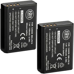 BM Premium 2-Pack of LP-E10 Batteries for Canon EOS Rebel T3, T5, T6, T7, Kiss X50, Kiss X70, EOS 1100D, EOS 1200D, EOS 1300D, EOS 2000D Digital Camera