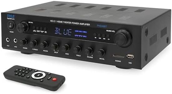 Pyle 400W Karaoke Home Theater Receiver - Bluetooth Home Audio Amplifier with Echo and Delay Effects, Subwoofer out, USB/SD Readers, FM Radio, 3.5mm Aux, Phono, Optical & Coaxial Inputs, 2x Mic Inputs