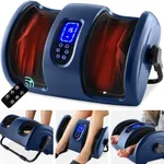 Best Choice Products Heated Foot Massager Machine Shiatsu Leg Massager, Therapeutic Reflexology Calf Massager w/Blood Circulation, Nerve Pain, Deep Kneading, High-Intensity Rollers - Navy Blue