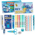 Disney Girls Pencil Case and Stationery Set, School Supplies - Gifts for Girls (Blue Stitch)