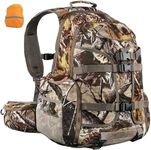 ShedOFF 35L Hunting Backpack with Waterproof Rain Cover, Large Capacity Day Pack with Holder, Men/Women Deer Hunting Gear Hunting Accessories (Camo Pine-Cones)