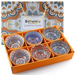 Skelang Ceramic Serving Bowls, Rice Bowl with Gift Box, Bohemian Style Pottery Bowls, Porcelain Serving Bowls for Rice, Soup, Dessert, Snack, 10oz/300ml, Set of 6