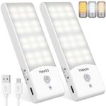 Motion Sensor Lights Indoor, 2Pack LED Motion Sensor Night Light Rechargeable with 3 Modes, Warm&White Color, 15%-100% Dimmable Wardrobe Lights for Cupboard, Stair, Cabinet, Bedroom, Kitchen, Hallway