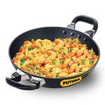 Hawkins Futura 1.5 Litre Deep Fry Pan, Non Stick Kadai, Round Bottom Kadhai, Small Non Stick Kadai, Black (NK15)