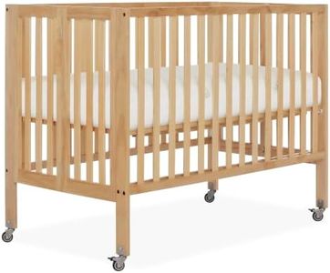 Dream On Me Quinn Full-Size Portable Baby Crib in Natural, GreenGuard Gold & JPMA, Patented Quick Fold System, Adjustable Mattress Support, Smooth Wheels, Compact Design, Safe Sleep Assurance