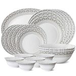 Larah by Borosil Fluted Series Classic Opalware Dinner Set | 21 Piece for Family of 6 | Microwave & Dishwasher Safe | Bone-Ash Free | Crockery Set for Dining & Gifting | Plates & Bowls | White