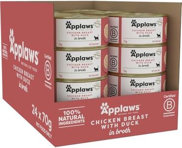 Applaws 100% Natural Wet Cat Food Chicken Breast with Duck in Broth Tin 70g (Pack of 24), Limited Ingredients Pet Food