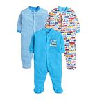 EIO 100% Cotton Rompers Sleepsuits Jumpsuit Night Suits for Infants Newborn Baby Boys & Girls Pack of 3 (0-3 Months, Yellow, 3-6 Months, Turquoise, Relaxed)