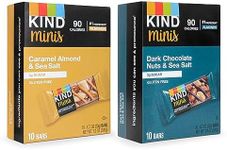 Kind Minis, Variety Pack. Contains 1 Caramel Almond & ‎Sea Salt, and 1 Dark Chocolate Nuts & Sea Salt, Low ‎Calorie, Gluten Free, Low Sugar, Healthy Snacks, Ilios ‎Packaging. [20 Bars]‎