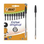 Bic Cristal Original Ballpoint Pens Medium Tip (1 mm) – Black, Box of 10