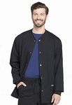 Cherokee Men's Medical Scrub Jacket Snap Front with Long Sleeve WW360, M, Black