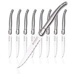 Laguiole by Hailingshan Steak Knives Serrated Edge Sharp Light Premium Dishwasher Safe Stainless Steel Knife Set of 8 Silverware with Gift Box