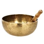 numeroastro Singing Bowl Handmade In Brass with Wooden Stick | Meditation Bowl | Music Therapy (5 Inches Approx) (1 Pc) Gold