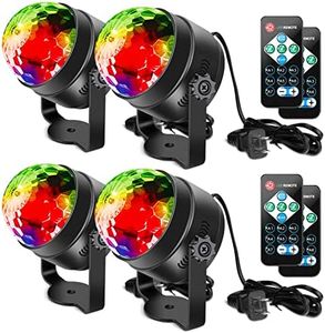 Litake Party Lights Disco Ball Strobe Light Disco Lights, 7 Colors Sound Activated with Remote Control Dj Lights Stage Light for Christmas Party Festival Bar Club Wedding Show Home 4 Pack