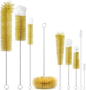 Attoshow 9-Pack Thin Long Handle Bottle Brushes, Stainless Steel Wire Cleaners with Boar Bristle & Wool Tip, Flexible Narrow Neck Cleaner for Wine Bottles, Tubes, Straws, Pipe, Hose & Decanter