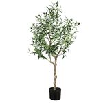 YOLEO 4FT Artificial Olive Tree Tall Faux Potted Olive Tree with Lifelike Olive Leaves Fake Silk Olive Plant for Living Room Bedroom Balcony Corner Office Indoor Decor