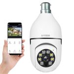 AVOIHS 1080P HD Light Bulb Security Camera, Wireless WiFi, Motion Detection, Two-Way Audio, Night Vision, 360° Panoramic View, LED Light, Mobile App Control