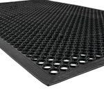 NoTrax T30 General Purpose Rubber Competitor Safety/Anti-Fatigue Mat, for Wet Areas, 3' Width x 5' Length x 1/2" Thickness, Black