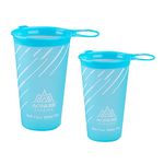 SANIQUEEN.G Soft Flask TPU Foldable Running Water Bottles BPA Free Collapsible Flask for Hydration Pack Cycling Marathon Running Hiking (Cup Light Blue-2pcs)