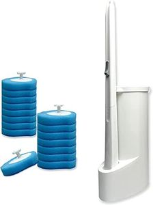 Toilet Brush Wand, Disposable Toilet Brush with Holder & 16 Replacement Refills, Toilet Cleaning System Set for Bathroom