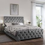 Official SilverLine Beds Upholstered Bed Frame 3FT SINGLE Grey Plush