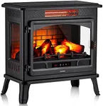 Electric Fireplace Infrared Heater 3D Freestanding Fireplace Stove Heater with Remote Control, Timer, Adjustable Flame Effect, Upgraded Safety Protection 24"