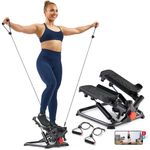 Sunny Health & Fitness Advanced Twist Stepper Machine Workout Cardio Mini Stair Master Climber Thigh Space Twist Stepper Resistance Band w Optional Free SunnyFit App Enhanced Bluetooth Connectivity