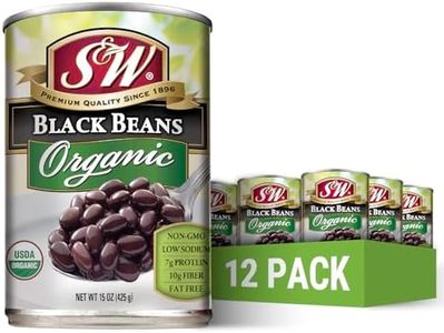 S&W Organic Canned Black Beans, Plant Protein and Fiber, Gluten Free, Vegan, Fat Free, Low Sodium, 12 Pack of 15 oz Cans