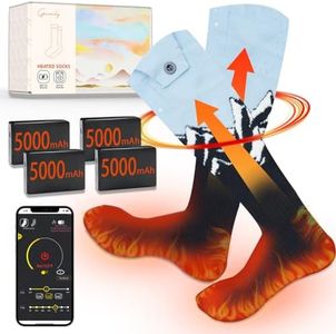 Gnimihz Heated Socks for Men Women APP-Control - with 5000mAh 5V Batteries, Upgraded 3X The Heating Area, Rechargeable Electric Socks, Machine Washable, L