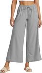 Willit Women's Wide Leg Pants UPF 50+ Swim Beach Pants Lightweight Travel Pants Quick Dry Sun Protective Light Gray M