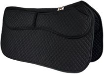 ECP Western Saddle Pad All Purpose Diamond Quilted Cotton Therapeutic Contoured Correction Support Memory Foam Pockets for Riding Color Black