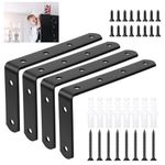 4pcs Furniture Anchors for Baby Proofing, Metal Baby Furniture Corner Bracket Anti Tip Angle Shelf Black Furniture Mounts Baby Proof L-shaped Furniture Wall Anchor Kit for Dresser Bookshelf Cabinet