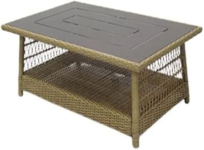 Four Seasons Courtyard Positano 40" x 26" Rectangular All-Weather Outdoor Open Weave Wicker Coffee Table with Decorative Top and Bottom Shelf, Brown