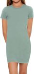 SHENHE Girl's Basic Short Sleeve Crew Neck Bodycon T Shirt Pencil Mini Dresses Mint Green 10Y