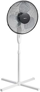 Amazon Basics 3-Speed Oscillating Pedestal Floor Fan with Tiltable Head, 40 Watts, Black With White