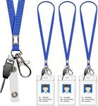 3 Pack Neck Lanyard with ID Badge Holder, Office Strap Lanyards, Stainless Metal Swivel Hook for Name Tag, Badge Holders, Keychains, Card, Blue