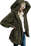 onlypuff Sherpa Pullover Sweaters for Women Winter Warm Tunic Tops Sweatshirts, #3 A-green, Medium