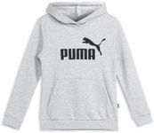 PUMA Girl's Essential Logo Fleece Hoodie, Light Gray Heather, S